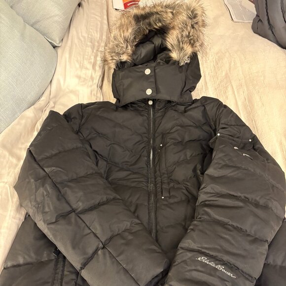 Eddie Bauer Black Sun Valley Down Jacket Size PXL - Picture 1 of 9